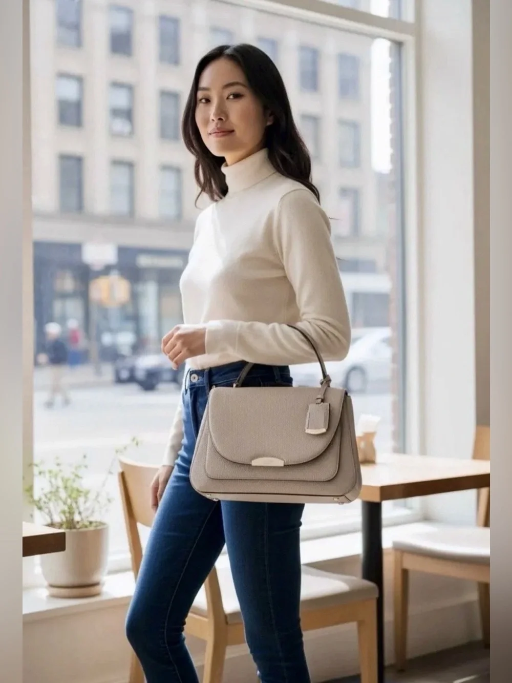 KATE SPADE PINE GROVE WAY ALEXYA  SATCHEL EGG SHELL.